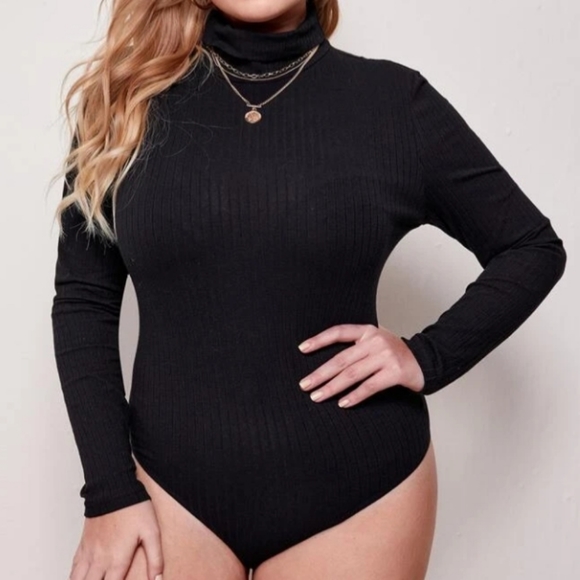 SHEIN Tops - 🧁B2G1🧁 SHEIN Black Turtleneck Rib-Knit  Bodysuit
